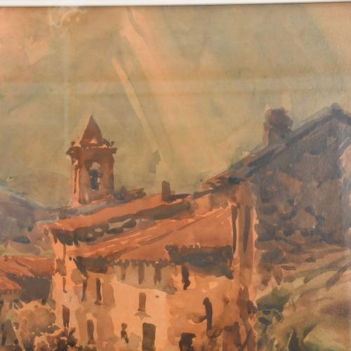 CEFERINO OLIVÉ (1907-1995).  "Vista de pueblo".