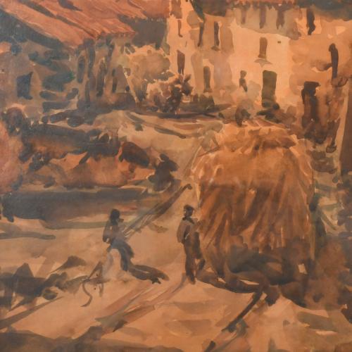 CEFERINO OLIVÉ (1907-1995).  'View of a village'.
