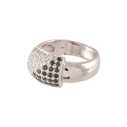 Signet ring with two-tone diamonds.