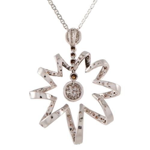 Collar con colgante en forma floral abstracta, con diamante