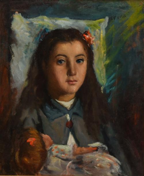 FRANCESC SERRA CASTELLET (1912-1976). "Retrato niña con muñeca".