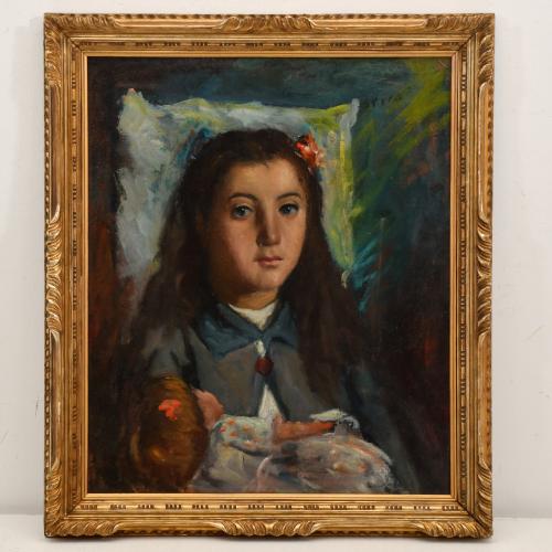 FRANCESC SERRA CASTELLET (1912-1976). "Retrato niña con muñ