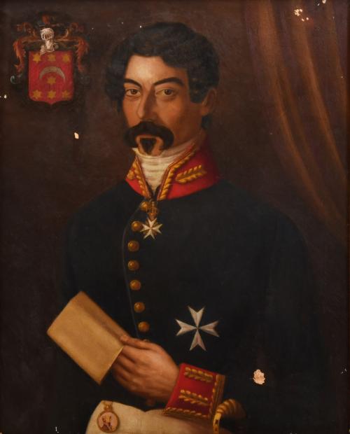 ESCUELA ESPAÑOLA, SIGLO XX. "Retrato militar masculino de Don Jaime de Salvador y Calatrava".