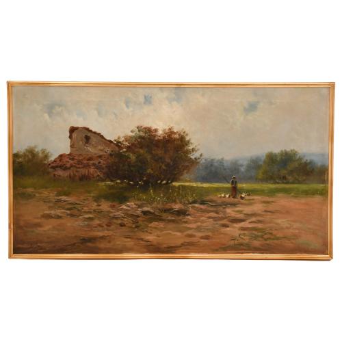 FÉLIX URGELLES DE TOVAR (1845-1919). "Pastora con ovejas".