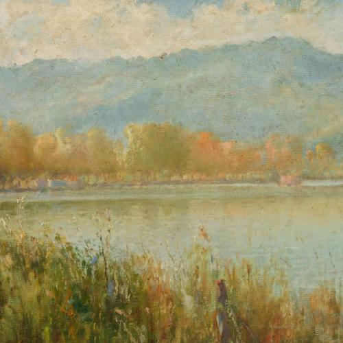 MANUEL PIGEM I RAS (1862 - 1946). "Paisaje con lago".