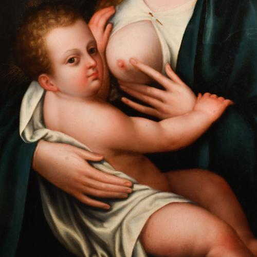 ESCUELA FLAMENCA O ITALIANA, SIGLO XVII. "Virgen de la lech