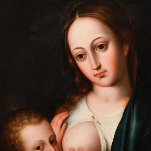 ESCUELA FLAMENCA O ITALIANA, SIGLO XVII. "Virgen de la lech