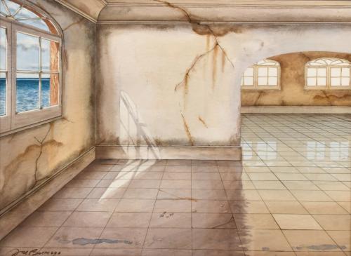 JOSÉ BERRUEZO (1952).  "Interior con ventana al mar".