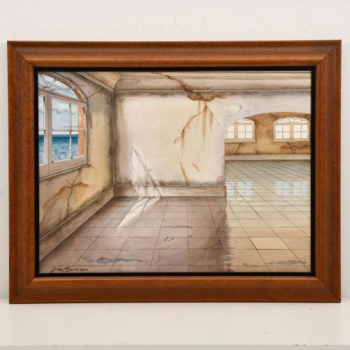 JOSÉ BERRUEZO (1952).  "Interior con ventana al mar".