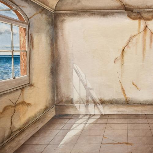 JOSÉ BERRUEZO (1952).  "Interior con ventana al mar".