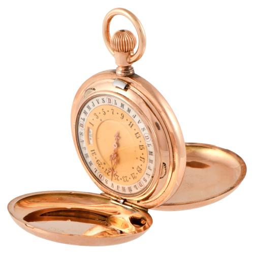 Reloj de bolsillo. Calendrier Breveté. Hacia 1910.