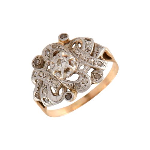 Anillo estilo modernista años 40 con diamantes.