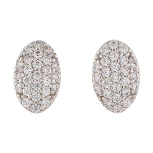 Pendientes en forma oval con pavé de circonitas.