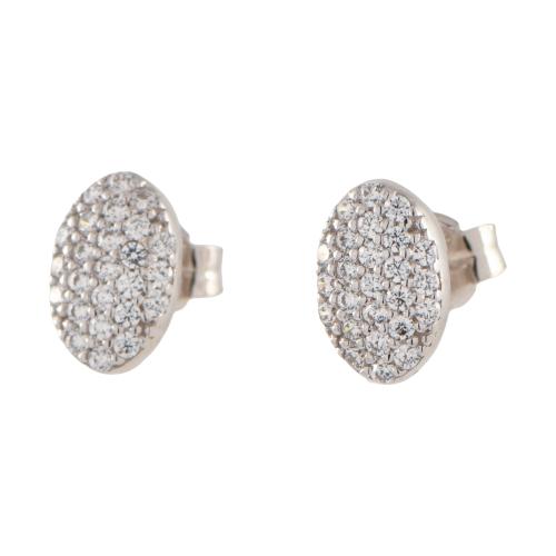 Pendientes en forma oval con pavé de circonitas.