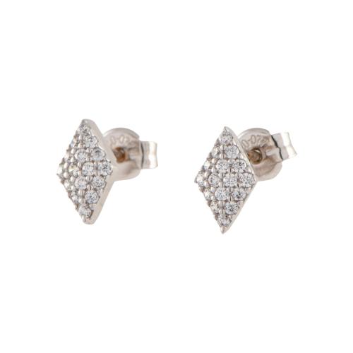 Pendientes en forma de rombo con pavé de circonitas.