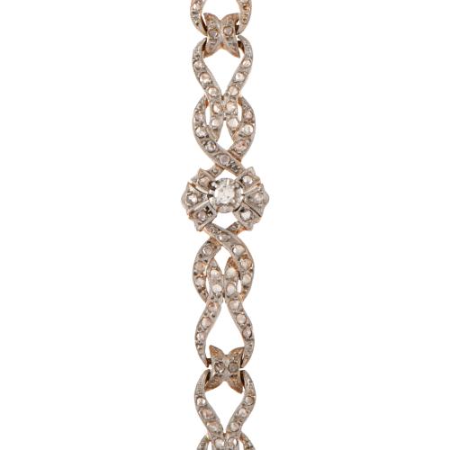 Pulsera articulada art déco con diamantes.