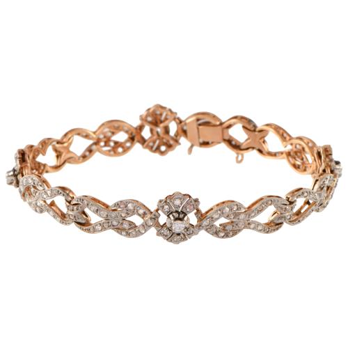 Pulsera articulada art déco con diamantes.