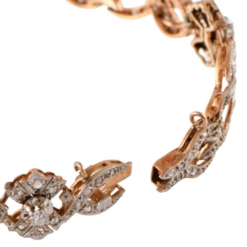 Pulsera articulada art déco con diamantes.