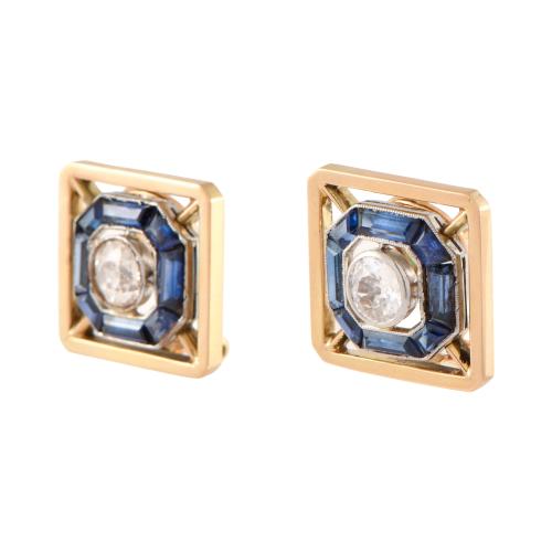 Pendientes estilo art déco con diamante central orlado de z