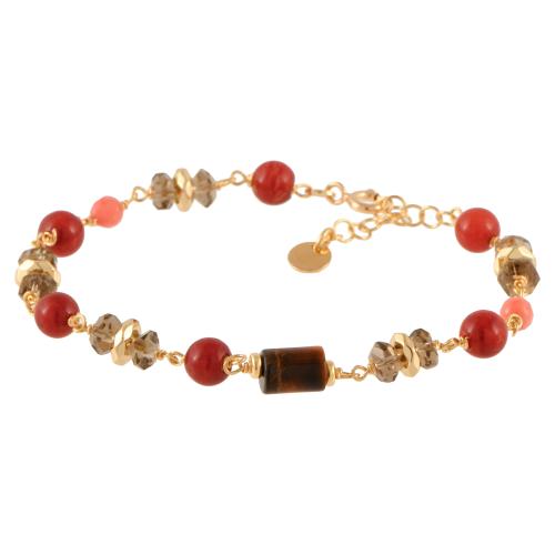 Pulsera con coral y pedrería natural.