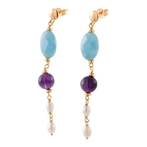 Pendientes con pedrería natural.