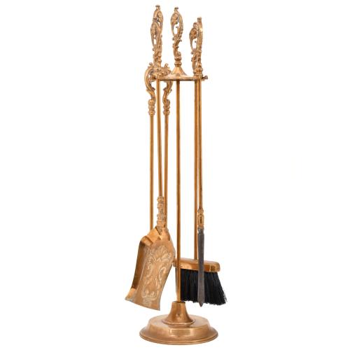 Conjunto de utensilios de chimenea, estilo Rococó, siglo XX.