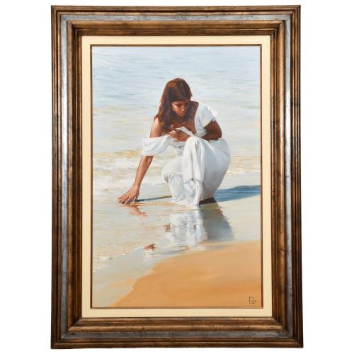 LLUÍS RIBAS CASTELLSAGUE (1949). "Joven en la playa".