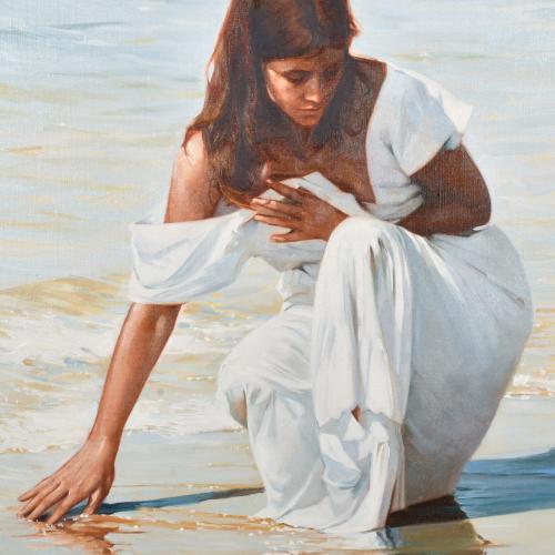 LLUÍS RIBAS CASTELLSAGUE (1949). "Joven en la playa".