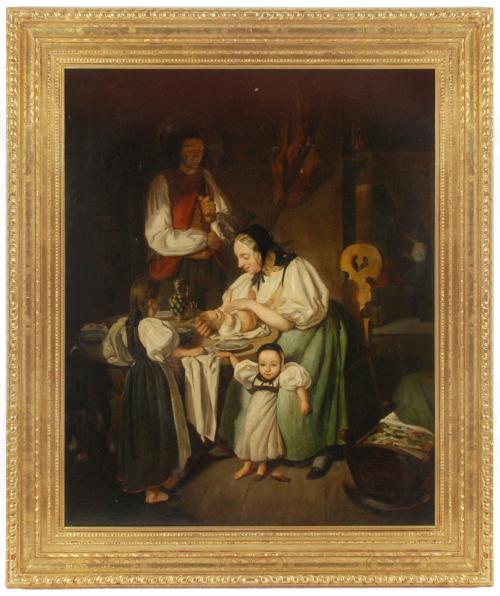 ESCUELA HOLANDESA, SIGLO XVIII-XIX. "Escena familiar"