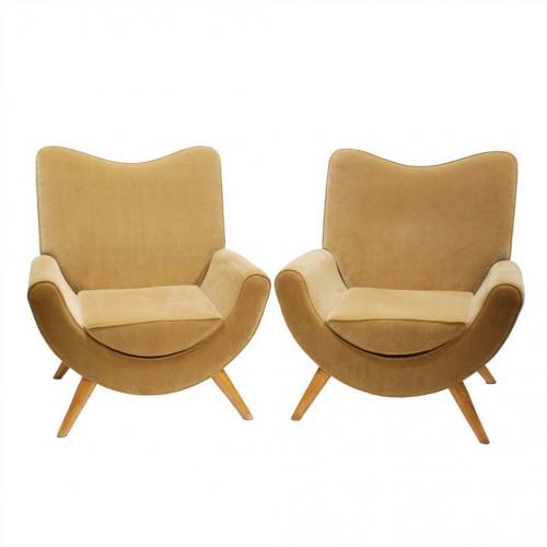 ATRIBUIDO A JEAN ROYÈRE (FRANCIA, 1902-PENSILVANIA, ESTADOS UNIDOS, 1981) Pareja de sillones "Ambassador", circa 1955.