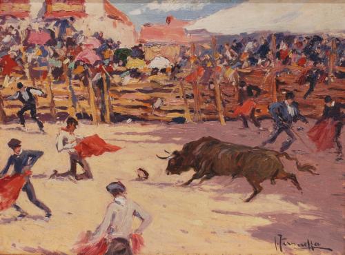 JOAQUIM TERRUELLA MATILLA (1891-1957). "BULLFIGHTING SCENE"