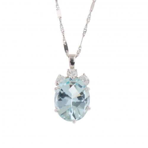 AQUAMARINE AND DIAMOND PENDANT