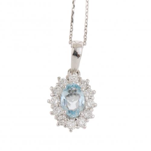 AQUAMARINE & DIAMOND PENDANT