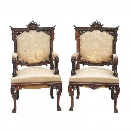 PAREJA DE SILLONES ESTILO ORIENTAL, FINALES SIGLO XIX