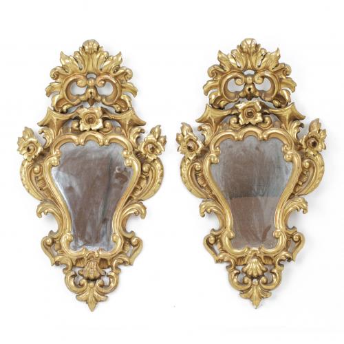 PAIR OF SMALL CORNUCOPIAS, MID C20th.