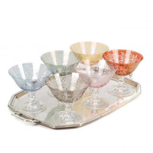 SET OF 6 PROBABLY CZECH GLASSES, SECOND HALF OF 20TH CENTUR